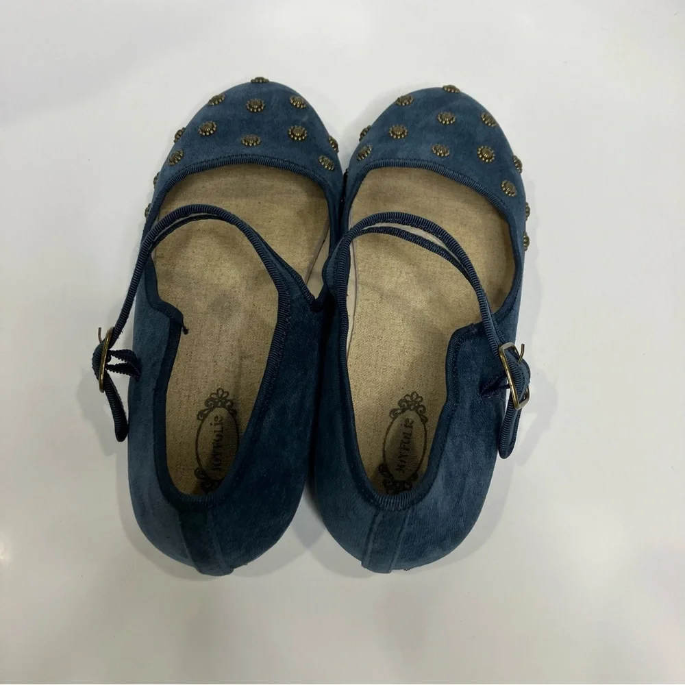 Joyfolie dark teal blue hazel mary Jane shoes flats gold accents girls size‎ 5 Y
